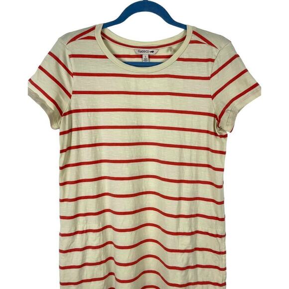 Toad & Co Windmere Stripped Dress Small Cream Orange Casual Active Comfort - Picture 4 of 9